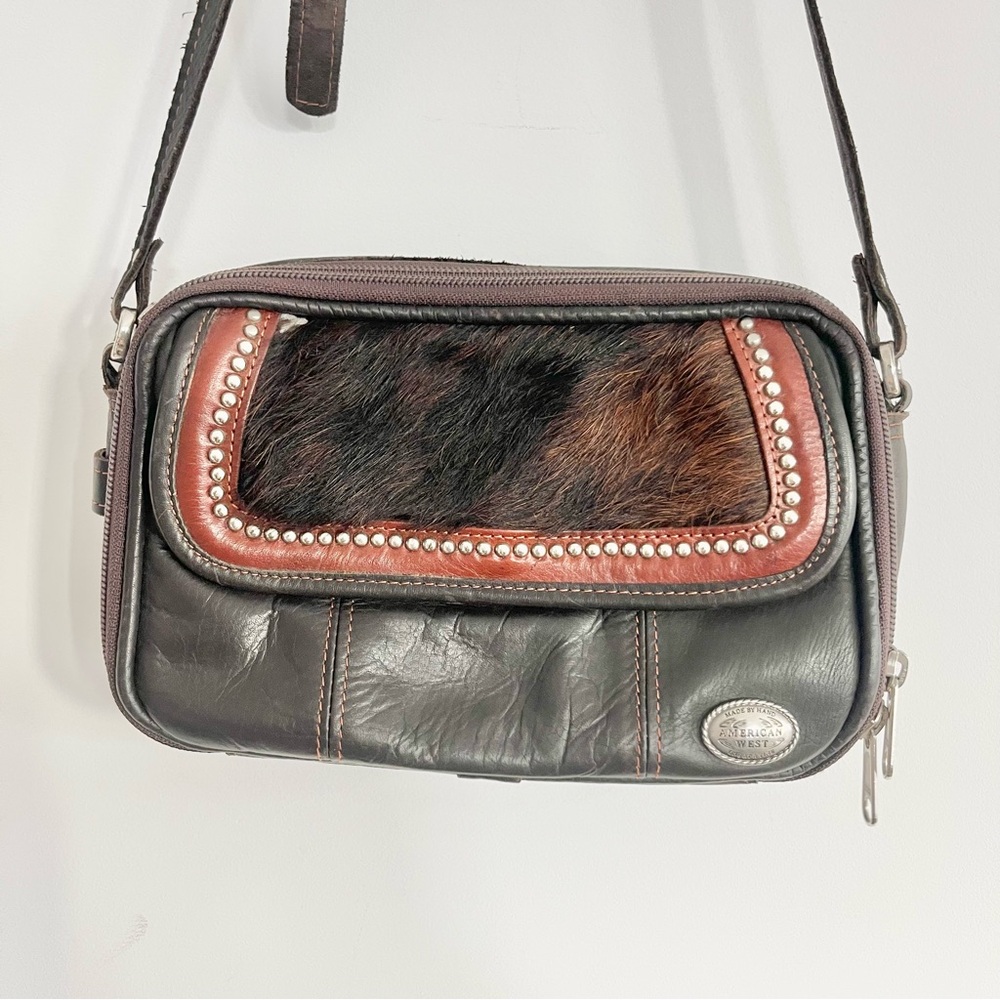 Handmade American West Leather Crossbody Shoulder Purse Cowhide Pocket Leather